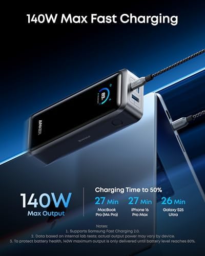 Anker Prime Power Bank, 26,250mAh 3-Port Portable Charger with 300W Max Output, Two-Way Charging, TSA-Approved, App Control, for iPhone 17/16 Series, and More (Base Not Included) - Image 3