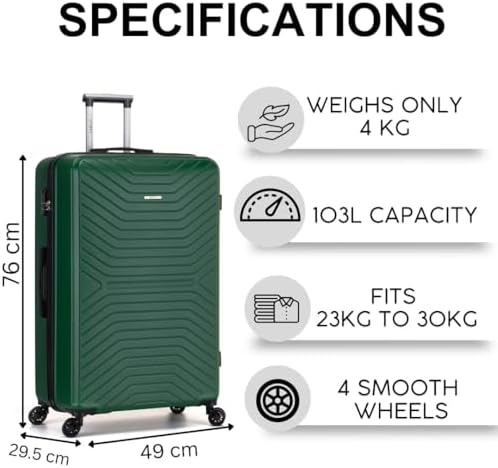 FLYMAX 29" Large Suitcase 4 Wheel Lightweight Luggage Hard Shell Travel Case Hold Check in Fits 23kg - 27kg + 3 Digit Lock Suitcase Large + Telescopic Handle 100 Litre Capacity - Image 3