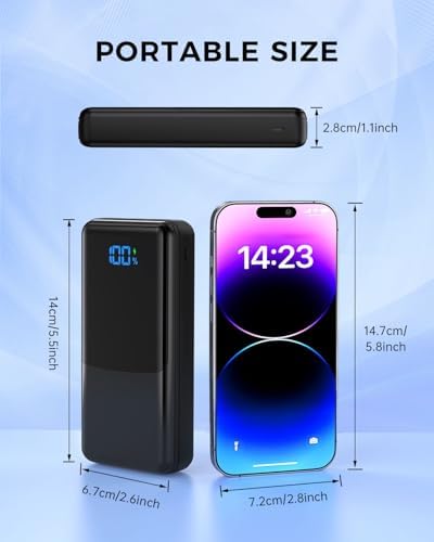 Coblob Power Bank 27000mah, Powerbank Fast Charging with Usb C, External Battery Pack, Mobile Phone Portable Charger with LED Display, USB C Charging Bank with 3 Outputs & 2 Inputs (Black) - Image 7