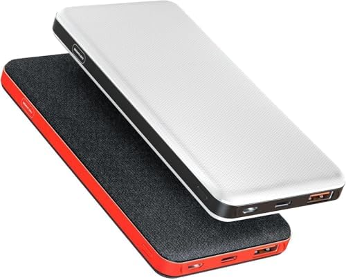 2-Pack Power Bank Portable Charger 10600mAh, PowerBank 2.4A Fast Charging USB C Input and Output, for Smartphones and More