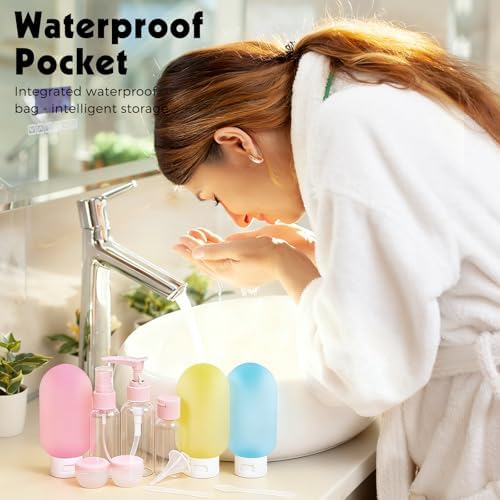 Travel Bottles for Toiletries,12 Pcs Silicone Travel Bottles Containers with Waterproof Bag Squeezable Travel Accessories for Lotion Shampoo Conditioner Skincare Cosmetics - Image 6