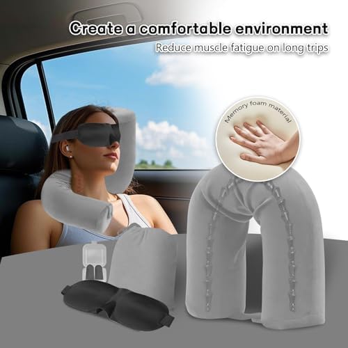 EPROICKS Travel Pillow Twist memory Foam Neck Pillow for Travel, Airplane, Buses, Trains at Home, Chin, Lumbar Leg Support, Bendable Roll Pillow (gray) - Image 3