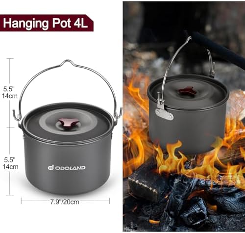 Odoland Camping Cookware Kit for 3-4 People Portable Stainless steel Cooking Set for Camping, Backpacking, Outdoor Cooking and Picnic - Image 3