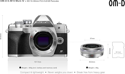 Olympus OM-D E-M10 Mark IV Micro Four Thirds System Camera Kit, 20 MP sensor, electronic viewfinder, 4K video, powerful AF, Wi-Fi, silver incl. M.Zuiko Digital ED 14‑42mm F3.5‑5.6 EZ Pancake silver - Image 5