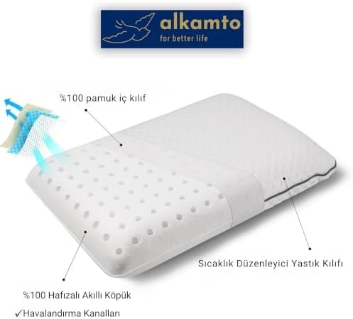 alkamto Travel Pillow - Ergonomic Neck Support Camping Memory Foam Pillow with Temperature-Regulating Pillowcase - Included Waterproof Travel Carry Bag - Image 4