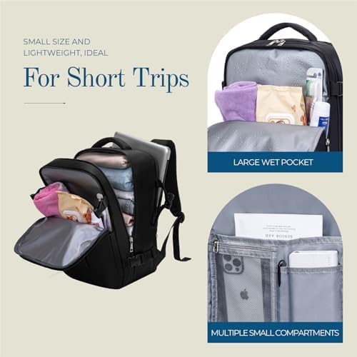 Lossga for Ryanair Cabin Bags 40x30x20,Travel Backpack 40x30x20 Cabin Bag Underseat Carry on Travel Bag 24L Hand Luggage Bag with Hidden Anti-Theft Bag Airline Approved for Women and Men - Image 5