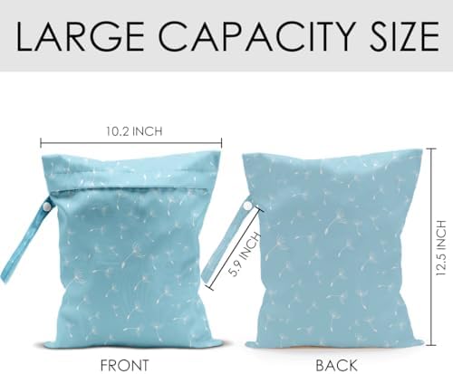 Wet Bag for Swimsuit Pool Travel Baby Cloth Diapers Dirty Yoga Gym Clothes Beach Bags Summer Gifts for Women Men Beach Vacation Essentials Dandelion Blue Waterproof Wet Dry Bag Travel Laundry Bags - Image 2