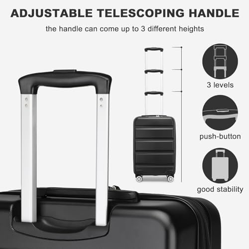 Kono 20 Inch Cabin Suitcase | Lightweight Hard Shell Luggage | TSA Lock | Dual Spinner Wheels | Small Hand Luggage for Travel & Business (Black,55x35x22cm) - Image 4