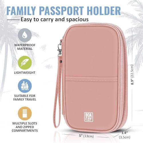 BOACAY Family Passport Holder, RFID Travel Wallet for Women & Men, Document Organiser, Holiday Essentials & Waterproof Cover for Tickets, Money, Cards - Image 3