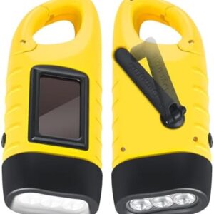 Kssvzz 2 Pack Wind Up Torch, Solar Torch with Carabiner Hook, Hand Crank Rechargeable Torches, Portable Camping Torches for Emergency, Outdoor, Survival Gear
