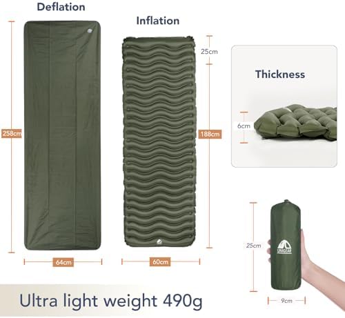 Unigear Ultralight Inflatable Sleeping Pad, Compact Air Camping Mat,Lightweight Camping Mattress for Backpacking, Hiking and Traveling - Image 2