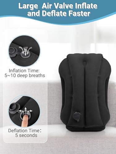 Maliton Inflatable Travel Pillow for Airplane (Black) | Comfortable Sleeping to Relieve Neck Shoulder Pain, Support Head for Long Flights, Used for Airplanes, Cars, Trains, Office - Image 7