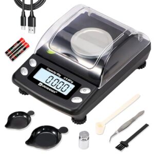 UNIWEIGH Digital Milligram Scale Accurate 0.001g/50g mg Scale for Powder | Precision scale for Jewelry,Gold,Gem,Reloading,Micro Gram Scale with 6 Units,Tare,Cal Weight,pocket scale with USB&battery