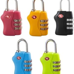 TSA Approved 3 Digit Combination Luggage Locks 2 Packs Assorted Colour - Resettable Travel Padlock for Suitcases Backpack & Gym Locker Security, Travel Accessories and Holiday Essentials