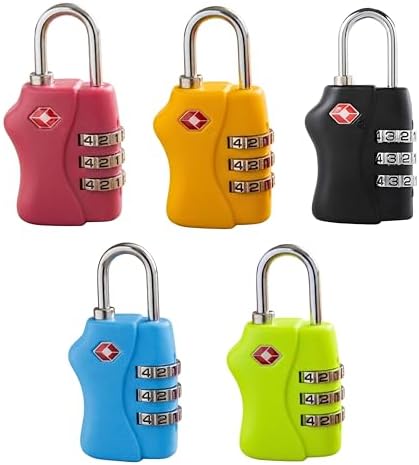 TSA Approved 3 Digit Combination Luggage Locks 2 Packs Assorted Colour - Resettable Travel Padlock for Suitcases Backpack & Gym Locker Security, Travel Accessories and Holiday Essentials