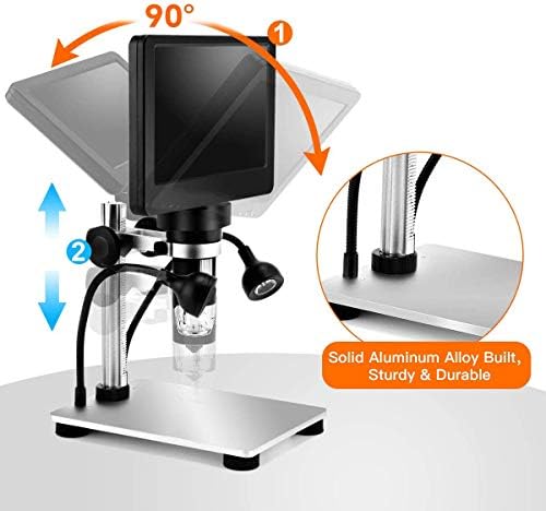 TOMLOV DM9 7" LCD Digital Microscope 1200X, 12MP Coin Magnification, 1080P HD Video Soldering USB Scope for Adult, with LED Light, Adjustable Metal Stand, PC/Windows/Mac Compatible, 32GB Card - Image 6