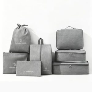 Travel Packing Cubes for Suitcase, 7pcs Cationic Polyester Fabric Water-Resistant Luggage Organiser Bags, Various Sizes Travel Essentials Compression Packing Cubes for Travel Accessories (Grey) | Cationic Polyester Fabric, Water-Resistant, Various Sizes, for Travel Accessories