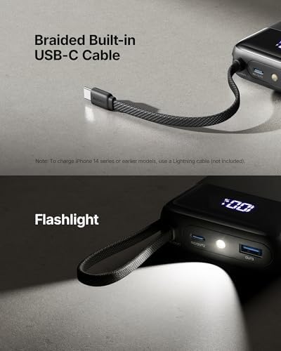 INIU Power Bank, Smallest 45W Fast Charging 20000mAh Portable Charger with Built-in USB C Cable, Flight-Safe Mobile Phone Powerbank, Battery Pack for iPhone 17 16 15, Samsung, Xiaomi, iPad etc, Black - Image 5