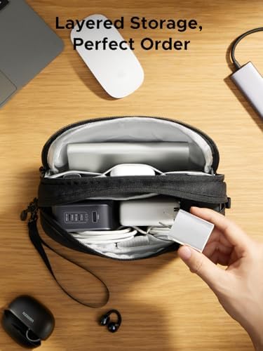 UGREEN Travel Tech Pouch, Cable Organiser Bag, Travel Essentials Organiser, Water Resistant, Internal Zipper Layers, Carry Storage Bag for Power Bank, Charger, Adapter, Cable, HDD, Daily Items(M) - Image 3
