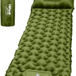 HiiPeak Camping Sleeping Pad, Ultralight Camping Mat with Pillow Built-in Foot Pump Inflatable Sleeping Pads Compact for Backpacking Hiking Traveling Tent (Green)