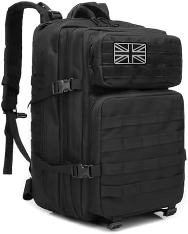 Oreunik Military Backpack 45L Waterproof Tactical Backpack Molle Backpacks Large Back pack for Travelling,Outdoor Trekking,Camping,Hiking,Fishing,Hunting,Gym(Black)
