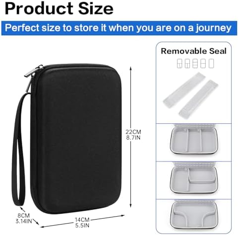 Teskyer Travel Cable Organiser Bag, Hardshell, Waterproof, Better Protection, Large Capacity, Portable, Travel Essentials for Men and Women, 22 x 14 x 6.5 cm, Black - Image 6