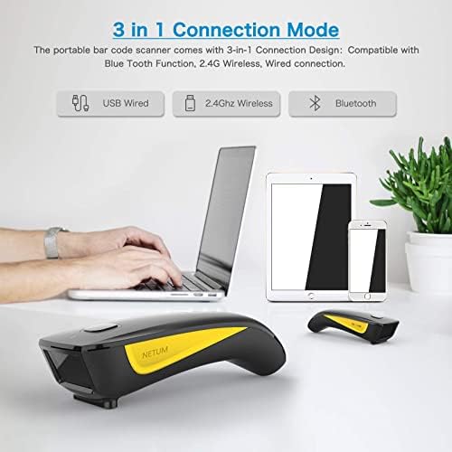 NETUM Bluetooth Mini Barcode Scanner 2.4G Wireless Compatible, Small Pocket USB 1D 2D QR Code Scanner for PC POS, Bar Code Image Reader for Tablet iPhone iPad Android iOS - C750 - Image 3