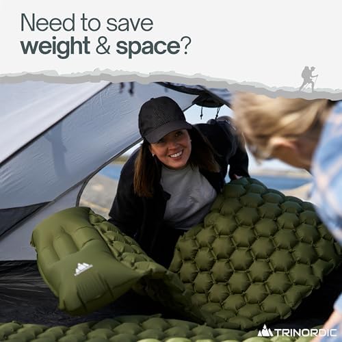 TRINORDIC Ultralight Inflatable Camping Mat - With Integrated Pillow – Lightweight (0.55kg) and Compact Outdoor Sleeping Mat for Hiking and Bikepacking - Image 2