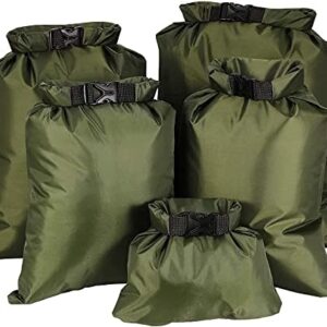 KAHEIGN 5Pcs Waterproof Dry Bags, 1.5L /2.5L /3.5L /4.5L /6L Lightweight Dry Sacks Portable Dry Bag for Outdoor Hiking Fishing Camping Use (Green)