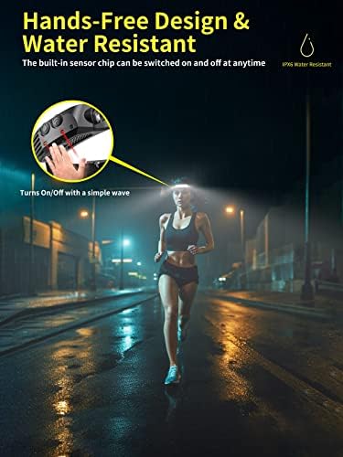Smiling Shark LED Headlamp, 230°Wide Angle 3*White Light Strips The Brightest Head Lamp Rechargeable with Motion Sensor Waterproof Headlight for Camping Hiking Outdoor, Head-Lamp-LED-Frontale-Light - Image 5