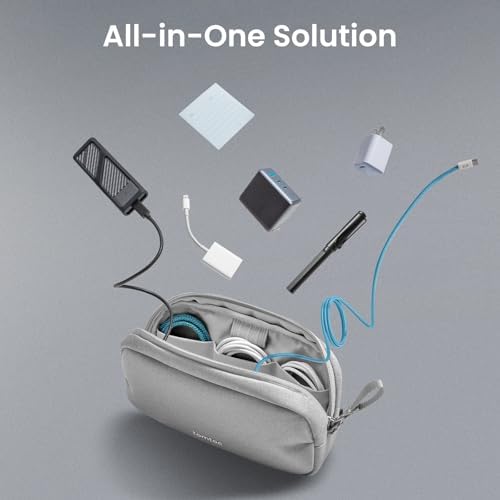 tomtoc Electronics Organizer Travel Case, Water Resistant Travel Bag Cable Organizer for Essentials, Tech Pouch Accessories Carry Storage for Cord, Phone, Cables, Airpods, USB Flash Drive, Daily Items - Image 9
