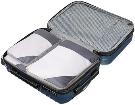 Travel Packing Cubes Set - 4pcs Compressible Storage Organizers for Clothes and Shoes - Expandable Folding Essentials (Grey) - Image 4
