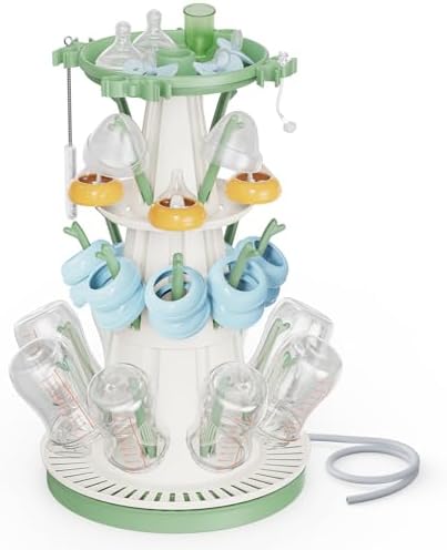 TAZENI Baby Bottle Drying Rack, Large Baby Bottle Storage, Space Saving Bottle Rack Dryer Organiser with 20 Hooks, for Feeding Nipples, Teats, Soothers, Newborn Essentials Bottle Accessories