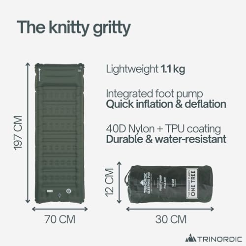 Trinordic Thick Inflatable Camping Mat – 12cm Extra Thick & Wide w. Foot Pump & Pillow - Lightweight Camping Bed for Outdoor Hiking & Bikepacking - Image 7