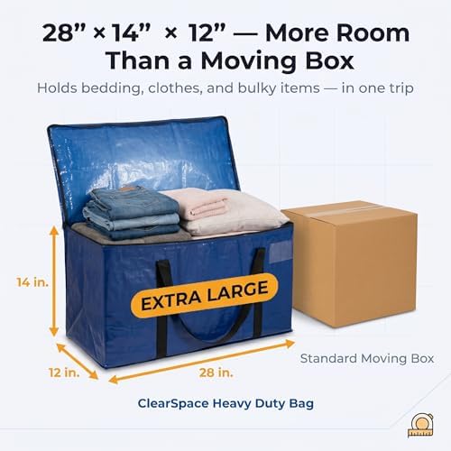 Heavy Duty Moving Boxes or Storage Bags – Storage Bins with Lids, Large Moving Bags with Backpack Straps & Handles – Moving Supplies for College Dorm or Christmas Decorations, 6 Pack - Image 5