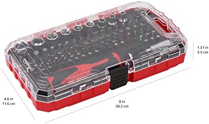 Amazon Basics Magnetic Ratcheting Wrench and Electronics Precision Screwdriver Set, 73 count (Pack of 1), Black, Red, Silver - Image 8