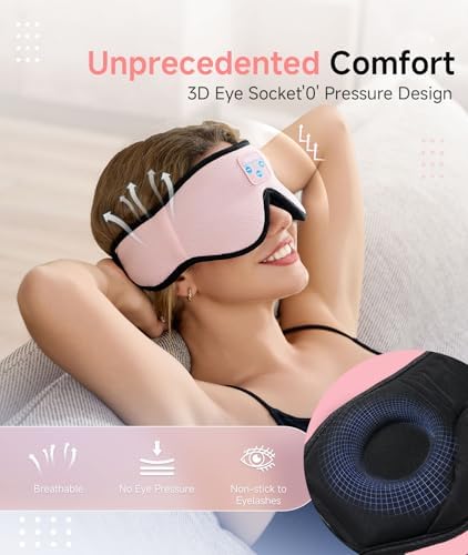 Voerou Sleep Headphones, 3D Wireless Bluetooth Eye Mask, Sleeping Headphones Earbuds for Side Sleepers with Ultra-Thin Stereo Speakers, Suitable for Sleep Office Nap Travel Meditation Cool Gadgets - Image 3