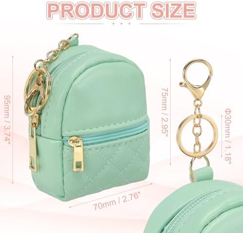 PATIKIL Mini Backpack Cute Cosmetic Bag for Women, PU Leather Creative Pendant Keychain Coin Purse for Makeup Key Card Data Cable Organizer, Green - Image 2