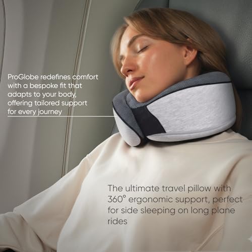 Proglobe Travel Pillow, Memory Foam Neck Pillow Set, Orthopedic Pillow, Travel Essentials for Flying, Kit with 3D Contoured Sleep Mask, Earplugs and Luxury Mesh Bag (Grey) - Image 6