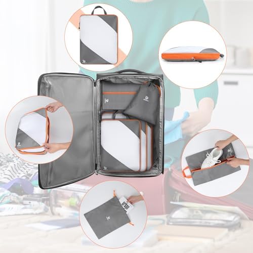 AiQInu 5 Piece Suitcase Organizer, Compression Packing Cube Space-Saving Expandable Ultralight Travel Organizer for Clothes, Shoes, Underwear Travel Set for Backpacks or Hand Luggage - Image 7
