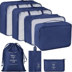 KUKLAR Packing Cubes for Suitcases Packing Cubes with Shoe Bag Clothing Bag Accessories Bags Packing Cubes for Travel Luggage Organizer Women Men(Blue), Blue, STANDARD, STANDERD