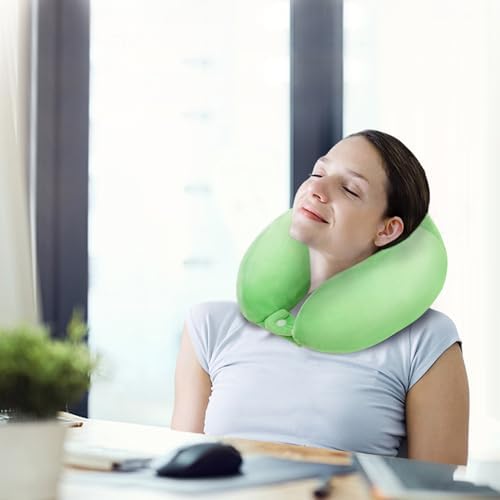 Neck Travel Pillow for Travel Soft Memory Foam Pillows Lightweight Breathable Airplane Pillow Support Head and Chin Perfect for Camping Train Car Office Rest Green - Image 7