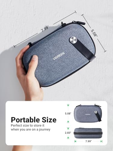 UGREEN Travel Accessories Bag, Portable Cable Organiser Travel Electronics Organiser Small Gadget Cable Bag Pouch, Hard Case for Charger Adapter Power Bank Hard Drive(Grey) - Image 2