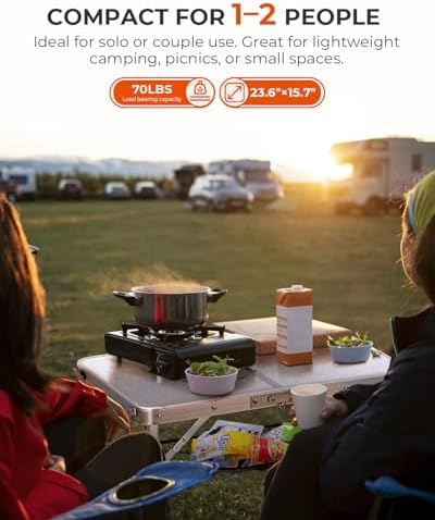 Sportneer Folding Camping Table, Adjustable Height Small Folding Table Portable Camp Tables (23.6" L x 15.7" W (2 Height)) with Mesh Layer for Outdoor Camp Garden Picnic BBQ Dining Cooking - Image 4