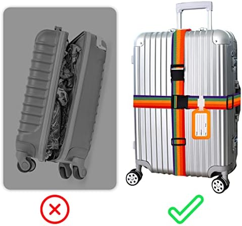 4 Pcs Luggage Straps, Adjustable Personalised Suitcase Straps with 2 Pcs Luggage Tags - Image 6