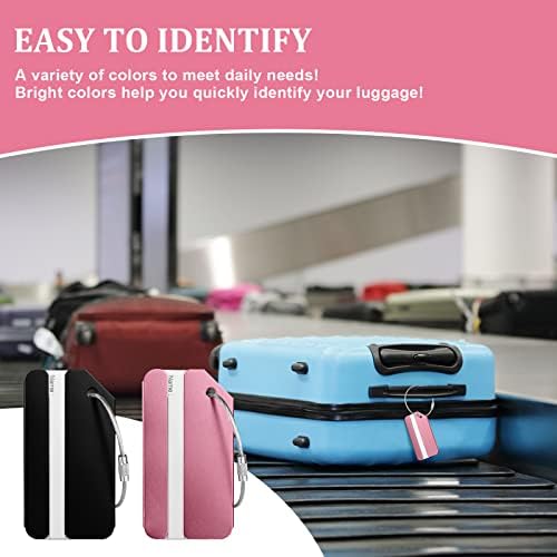 Luggage Tags, 2Pcs Aluminum Alloy Baggage Labels, Suitcase ID Tag Set, Handbag Tag Labels Travel Accessories for Checked Luggage, Hand Luggage and Handbags - Pink & Black - Image 5