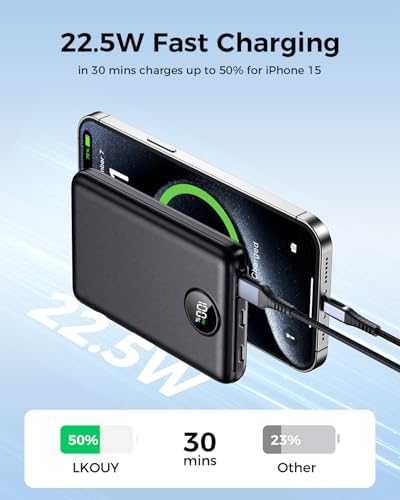 Power Bank Fast Charging 10000mAh, 22.5W Portable Charger(USB-C Input & Output), PD 3.0 QC 3.0 External Mobile Phone Battery with LED Display, Compatible with iPhone 17 16 15 14 13 12 Pro Max and More - Image 3