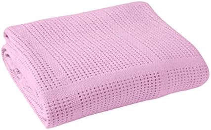 Cellular Baby Blankets for Moses Basket/Travel/Pram/Car 100% Soft Cotton (Pink)