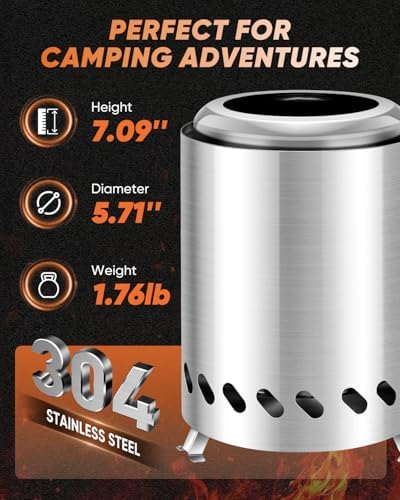 Saker Tabletop Fire Pit, 2026 Upgraded Stainless Steel Smokeless Portable Fire Pit for Camping & Campervan, Outdoor Patio Use, Wood or Pellet Fueled, Camping Gifts for Men - Image 8
