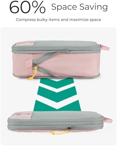 BAGSMART Compression Packing Cubes for Suitcases & Backpack, 6 Set Travel Organisers Bags with Label Pocket for Luggage, Travel Essentials, Holiday & Camping Accessories, Baby Pink - Image 7
